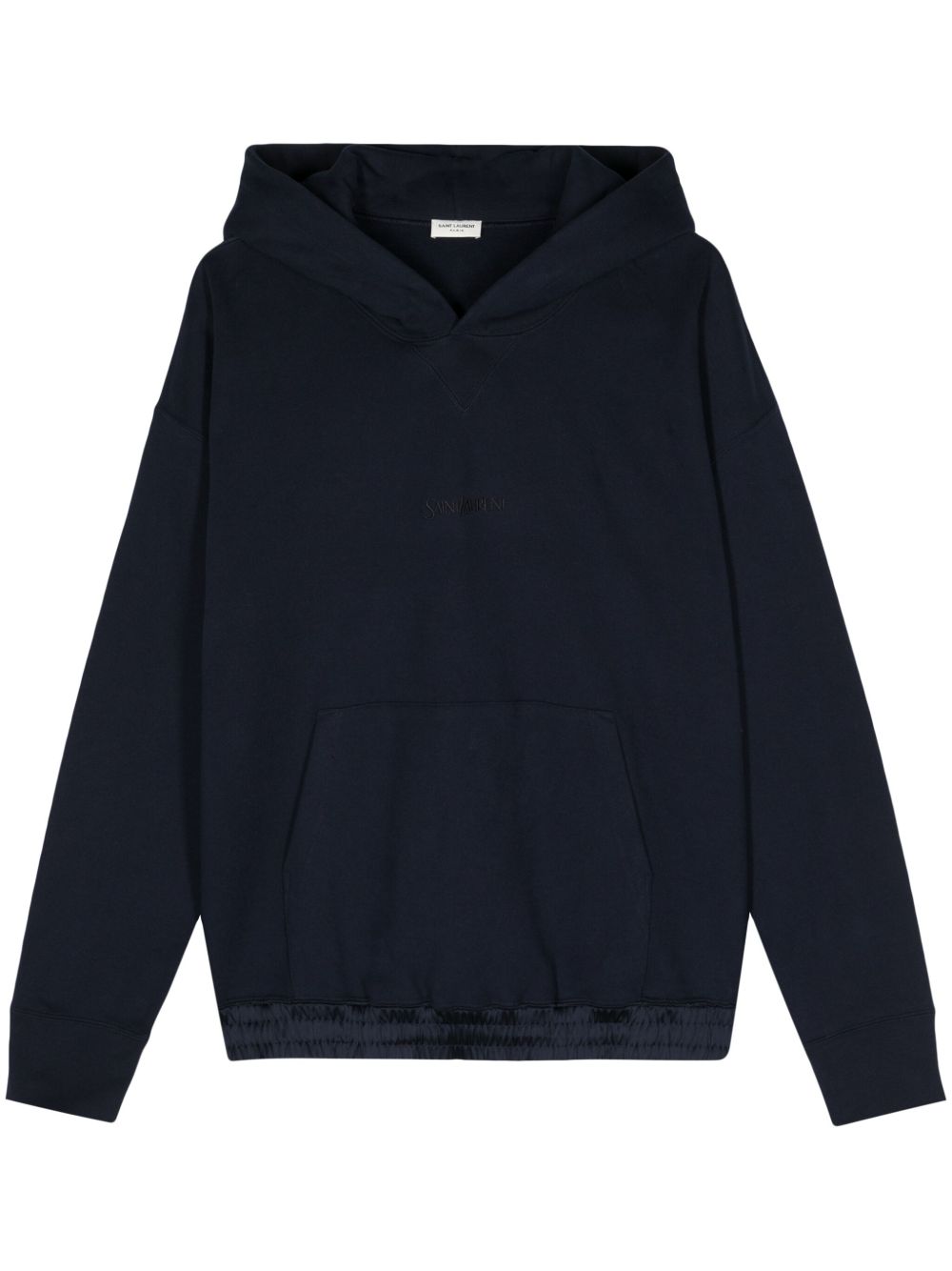 Saint Laurent logo刺绣棉连帽衫 - 蓝色