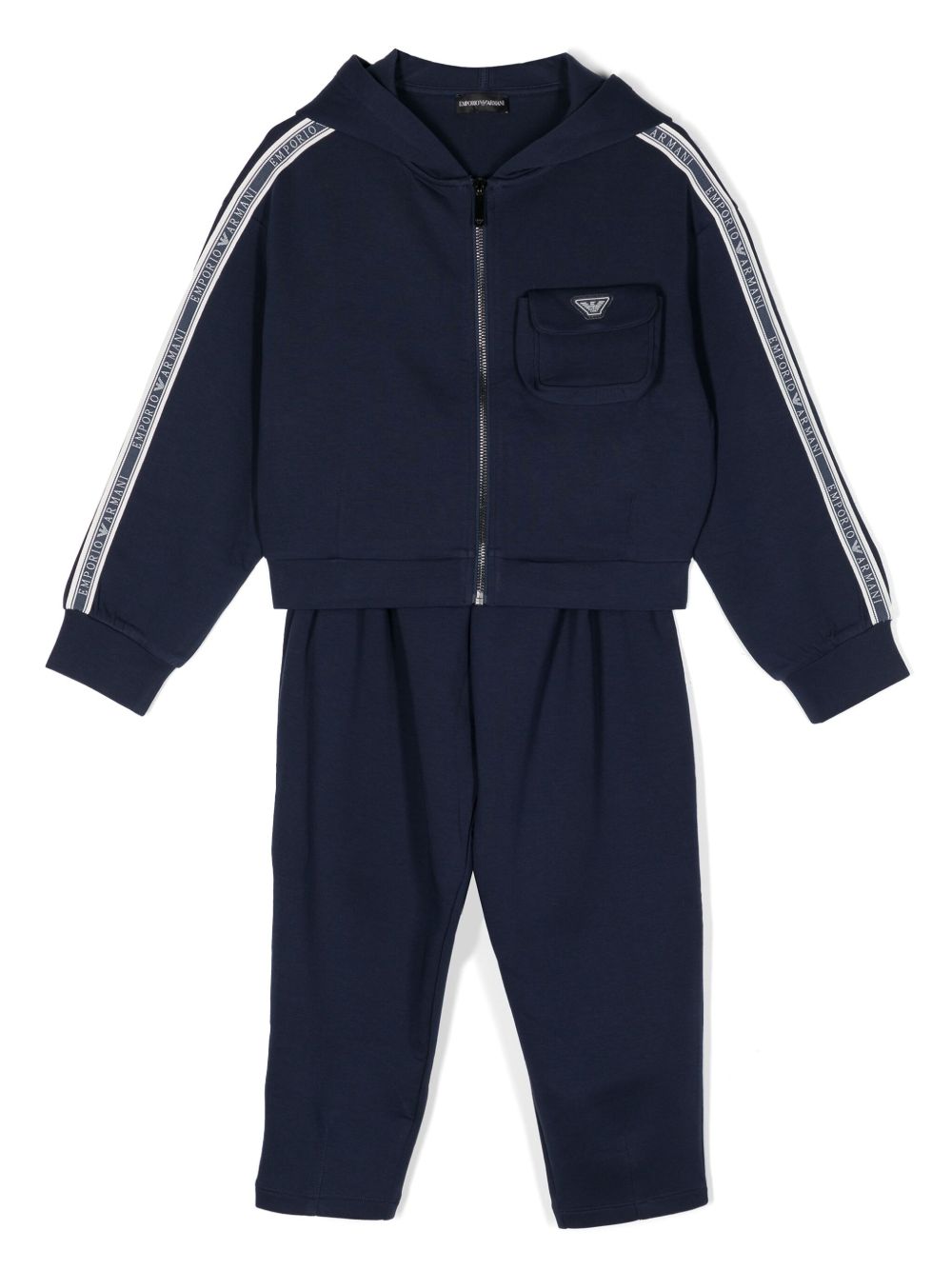 Emporio Armani Kids 标贴棉混纺运动套装 - 蓝色
