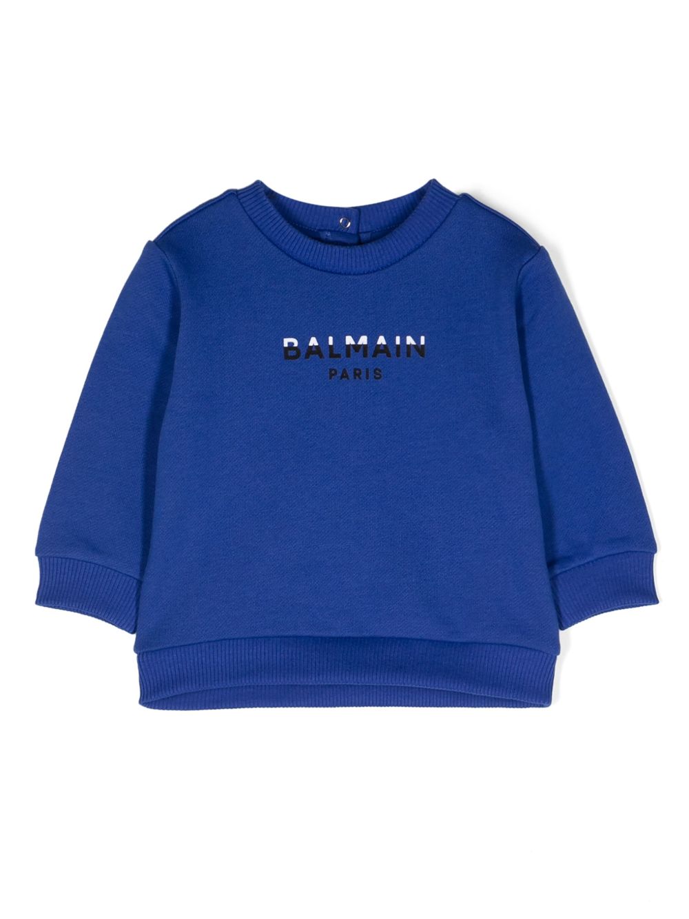 Balmain Kids logo贴花棉卫衣 - 蓝色