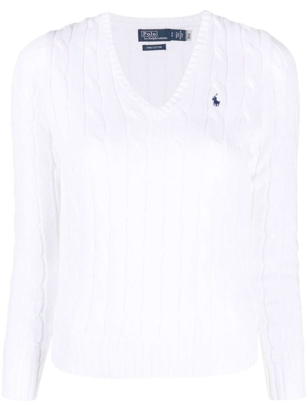 Polo Ralph Lauren Kimberly Polo Pony 粗绞花针织毛衣 - 白色