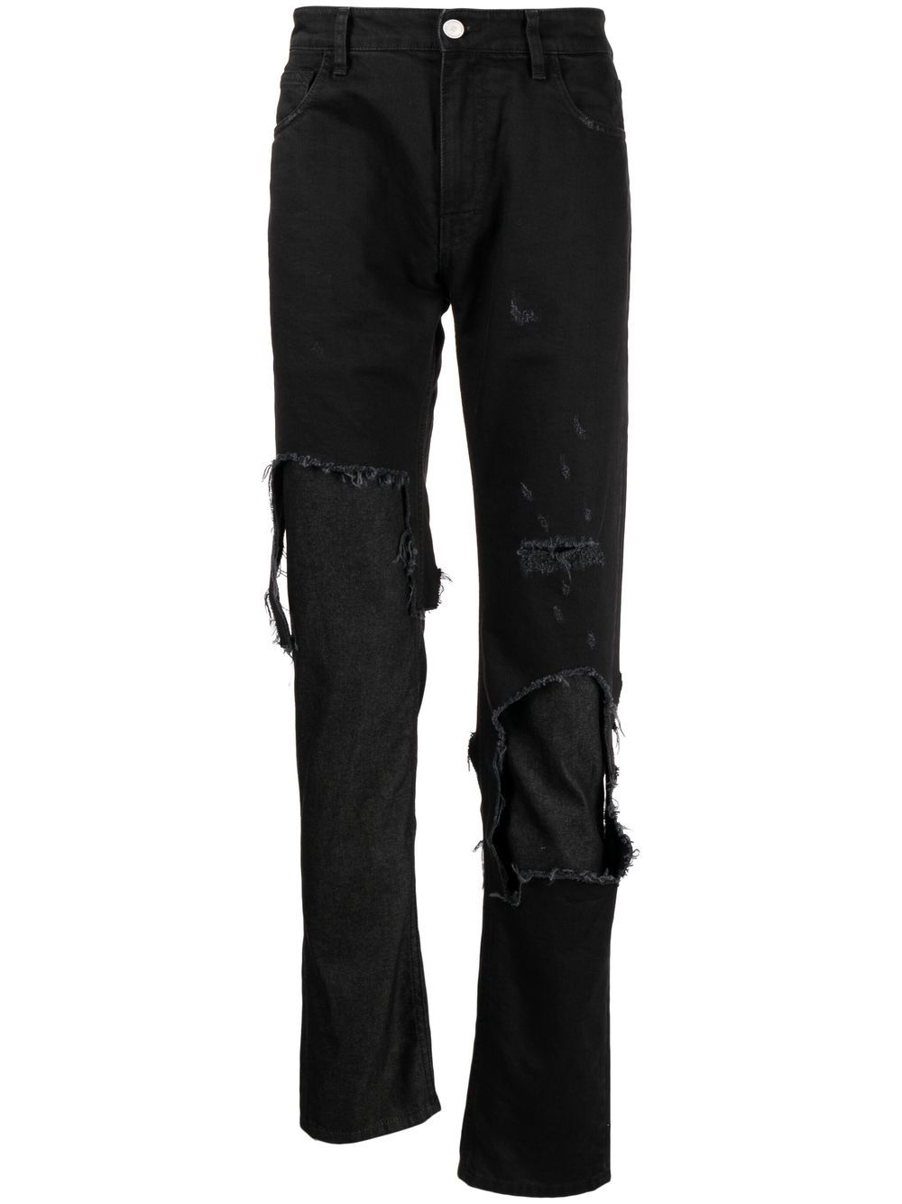Raf Simons 仿旧修身牛仔裤 - 黑色