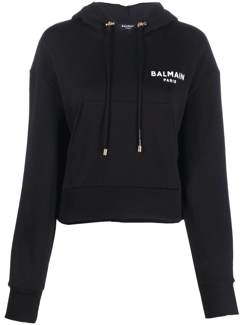 Balmain 巴尔曼 logo印花抽绳连帽衫 - 黑色