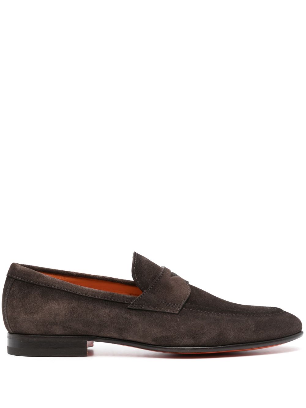 Santoni 便士槽绒面皮乐福鞋 - 褐色