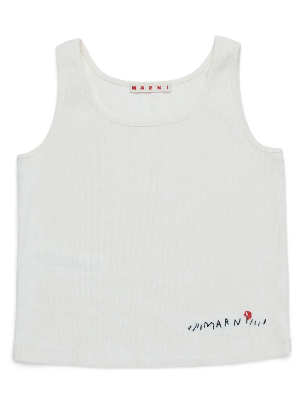 Marni Kids logo刺绣坦克背心 - 白色