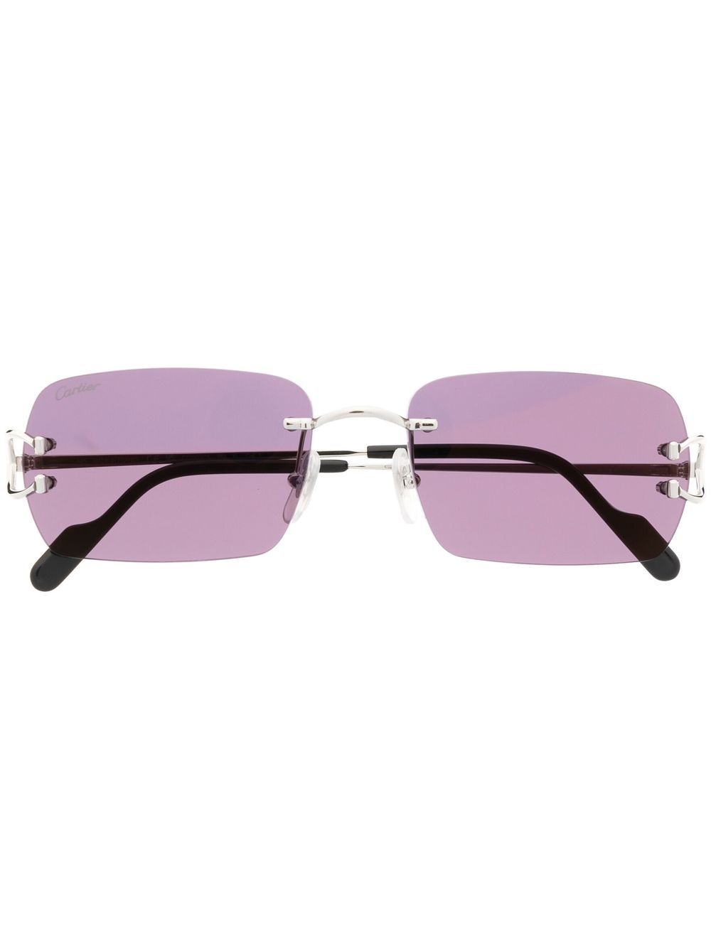 Cartier Eyewear 有色镜片长方形框太阳眼镜 - 银色
