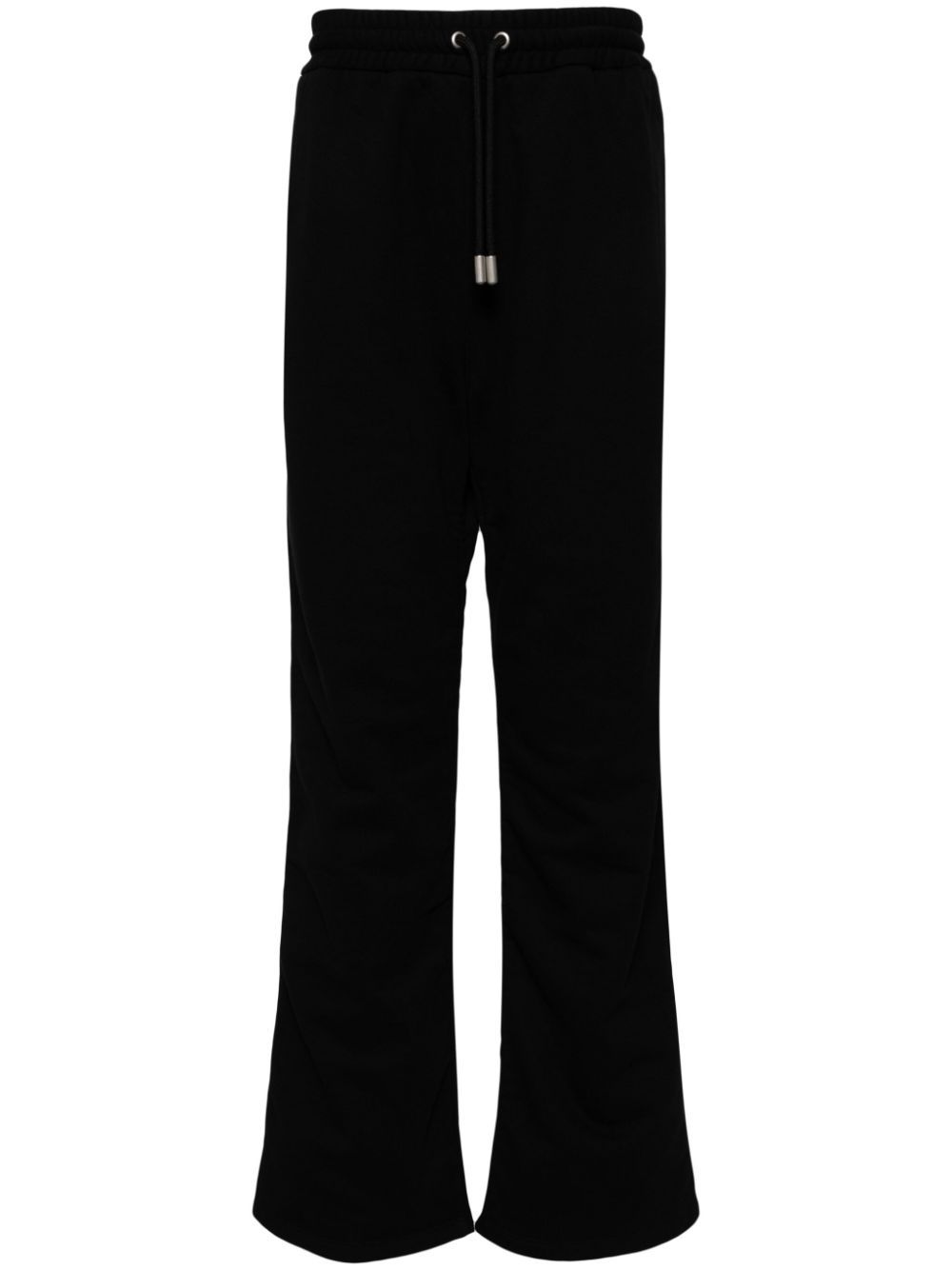 Off-White 斜条纹刺绣运动裤 - 黑色