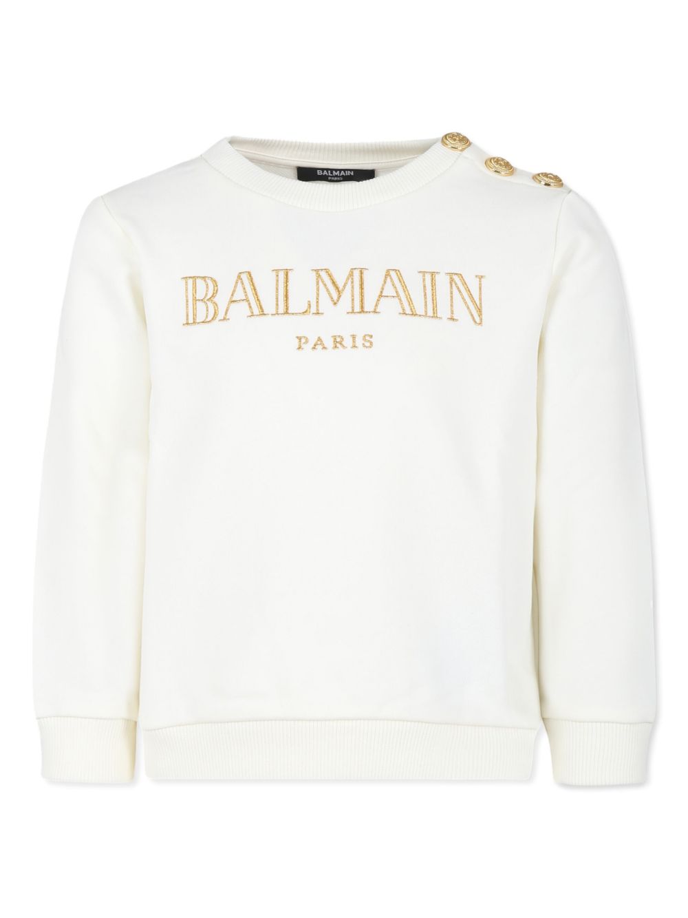 Balmain Kids logo刺绣棉卫衣 - 白色