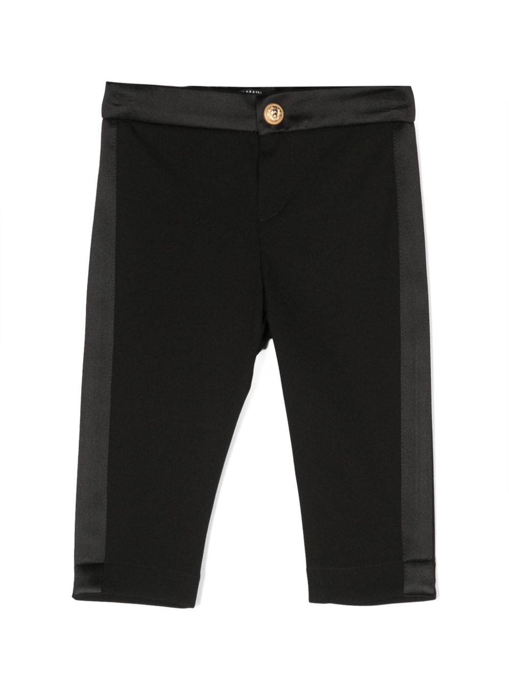 Balmain Kids 松紧裤腰锥形长裤 - 黑色