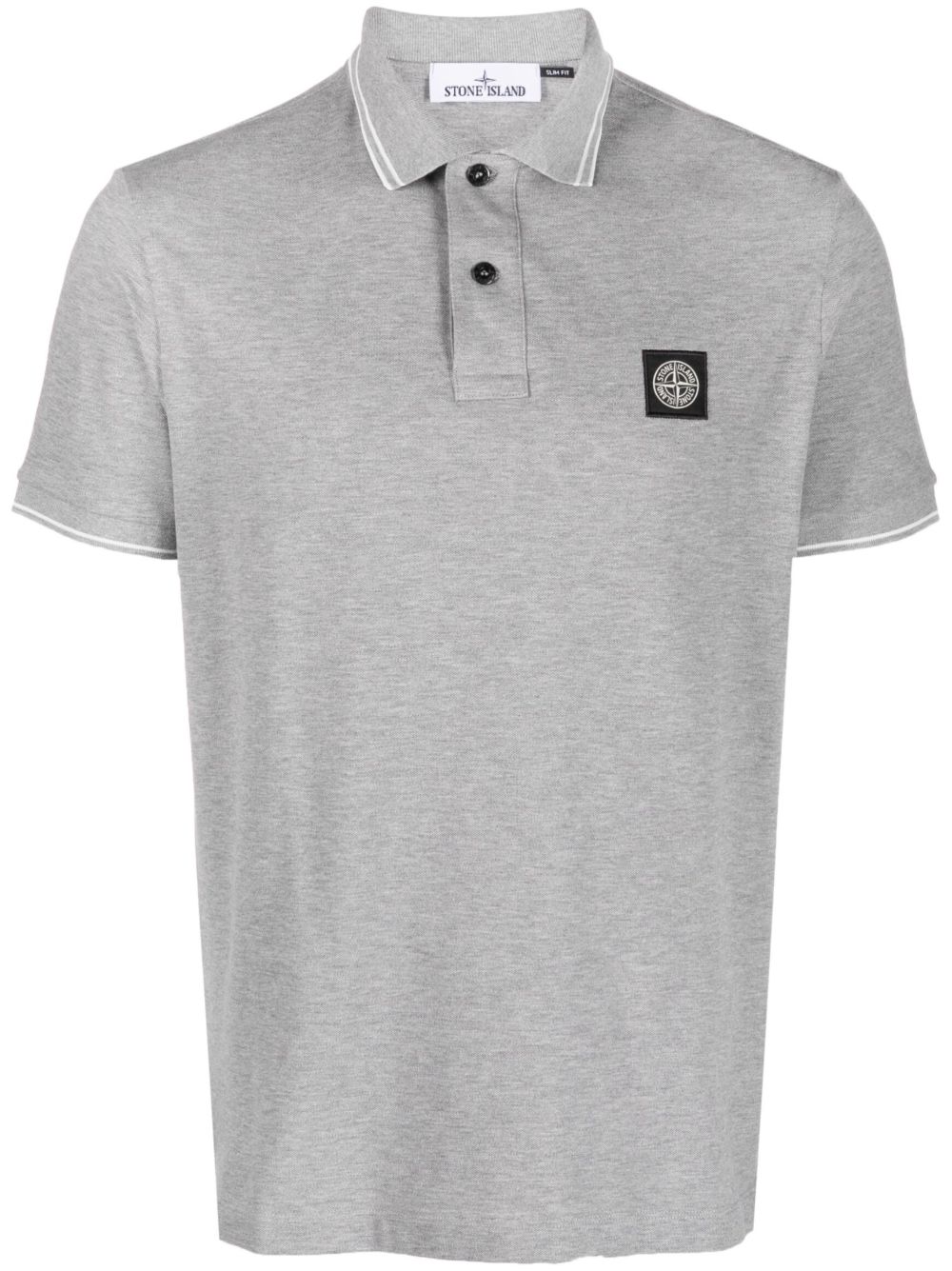 Stone Island Compass 标贴短袖polo衫 - 灰色