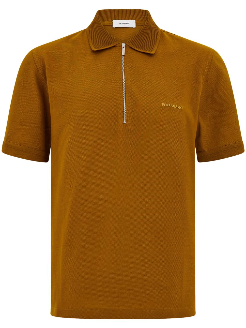 Ferragamo 拉链领polo衫 - 褐色