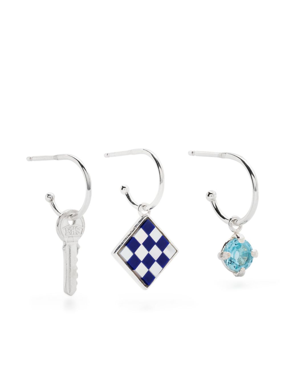 Wouters & Hendrix mosaic and topaz hoop earrings - 银色
