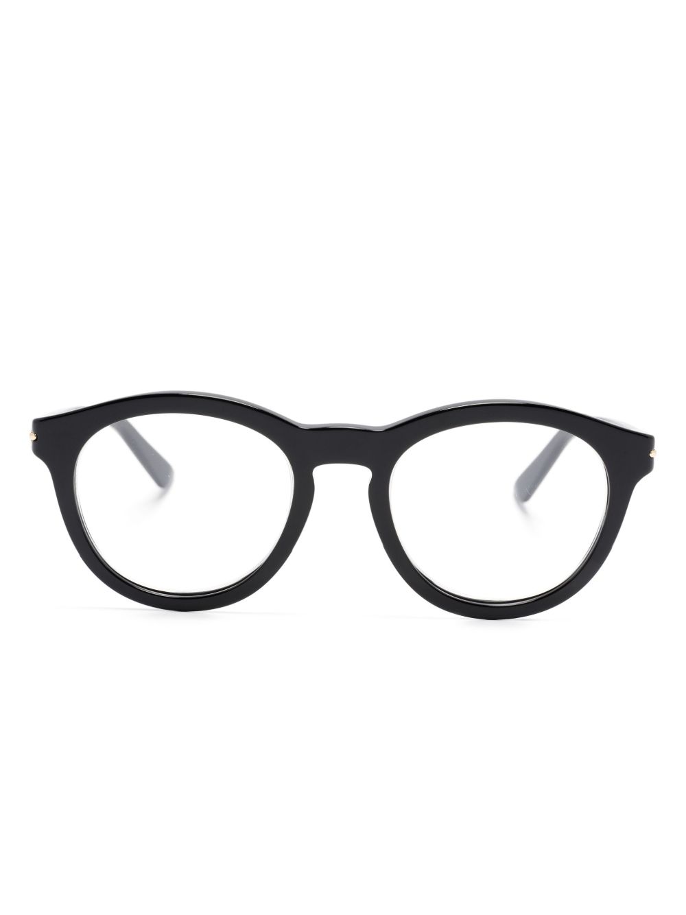 Gucci Eyewear logo雕刻圆框眼镜 - 黑色