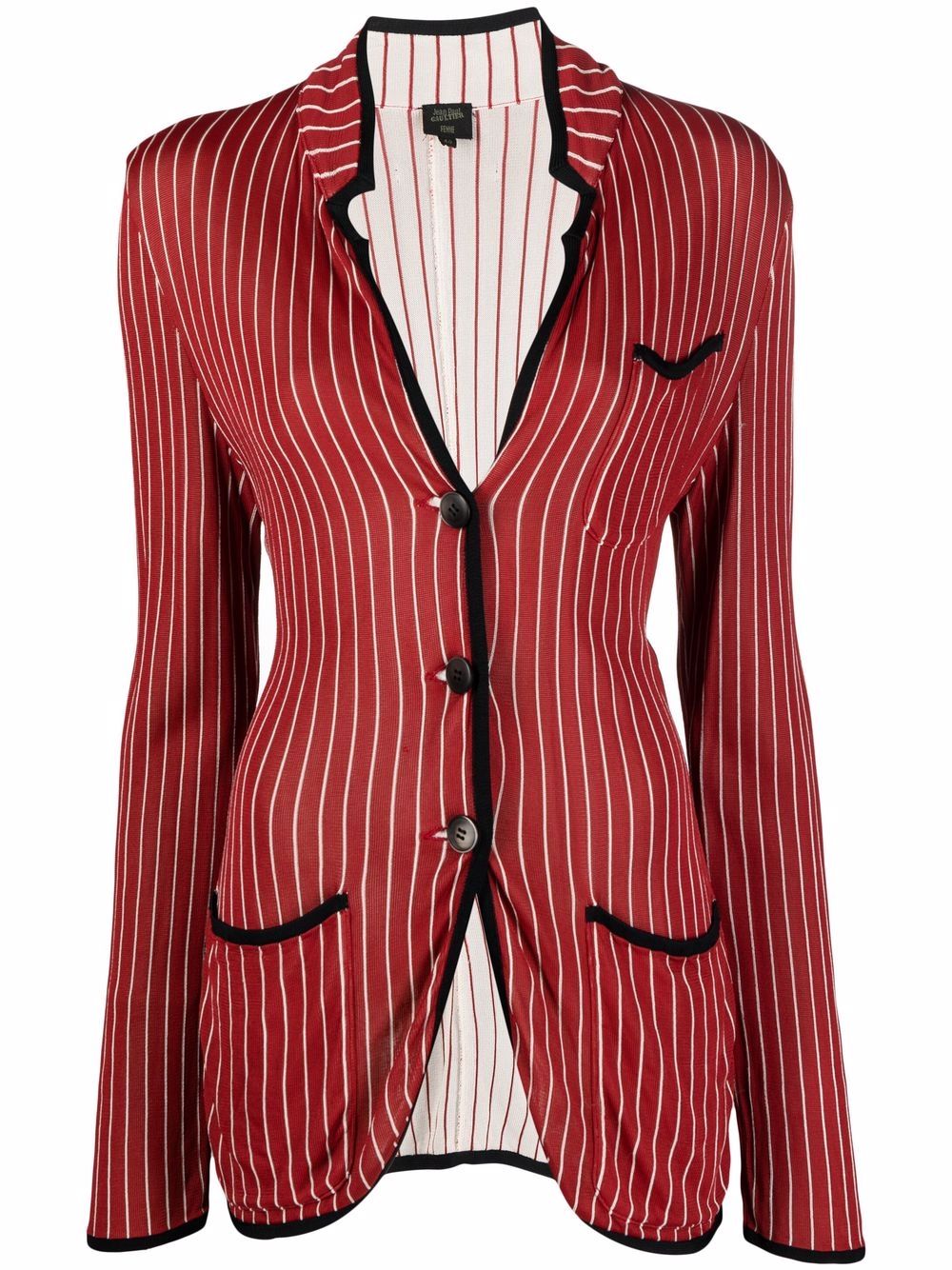 Jean Paul Gaultier Pre-Owned 细条纹单排扣西装夹克（1991年典藏款） - 红色