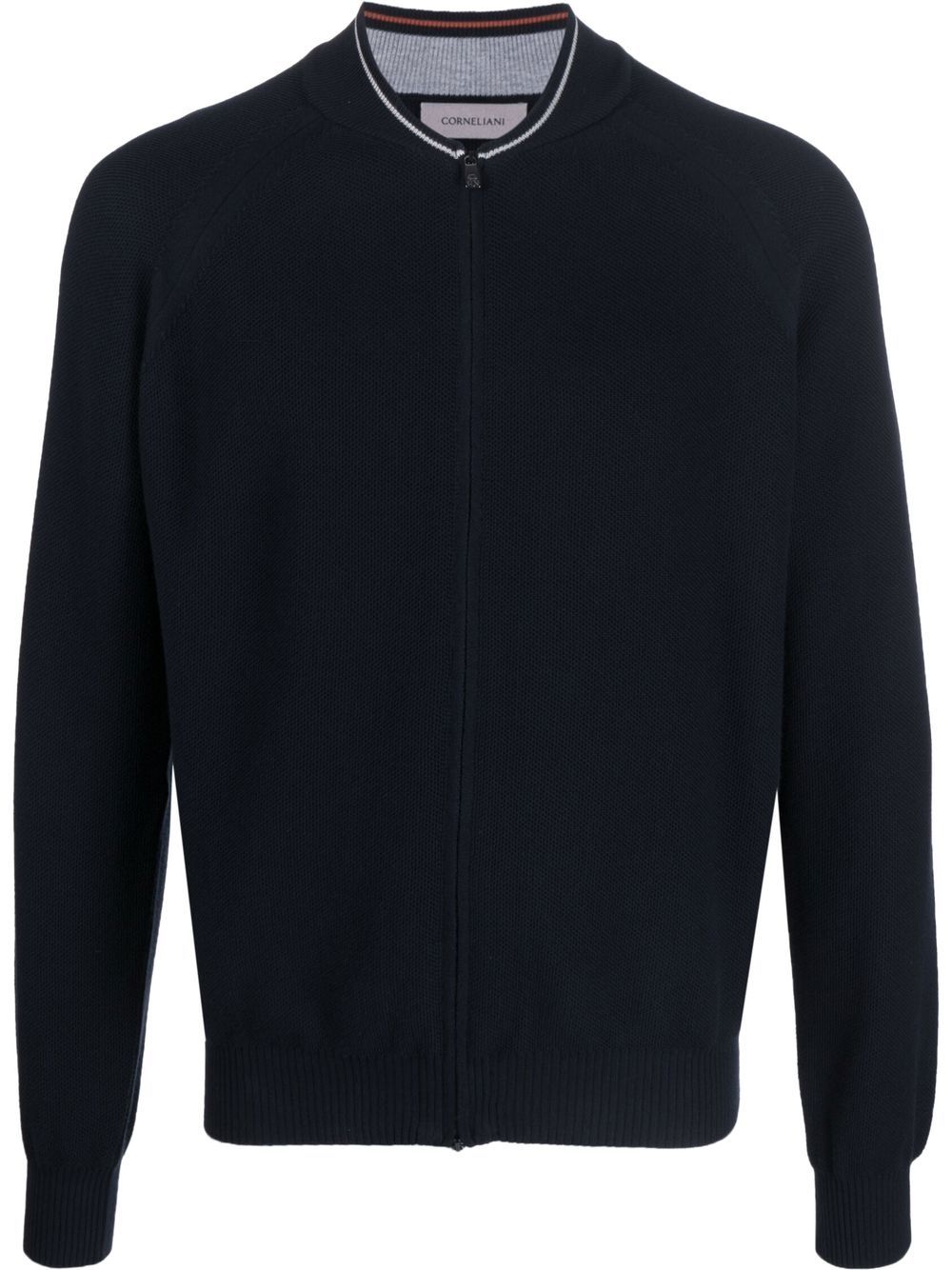 Corneliani 圆领拉链毛衣 - 蓝色