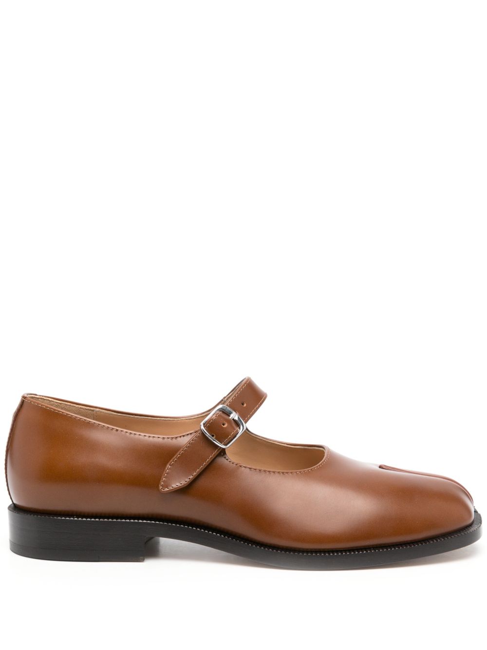 Maison Margiela Tabi 皮质玛丽珍低跟鞋 - 褐色