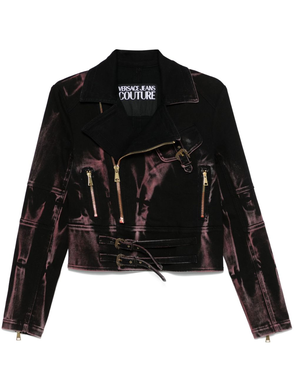 Versace Jeans Couture 巴洛克扣环机车夹克 - 黑色