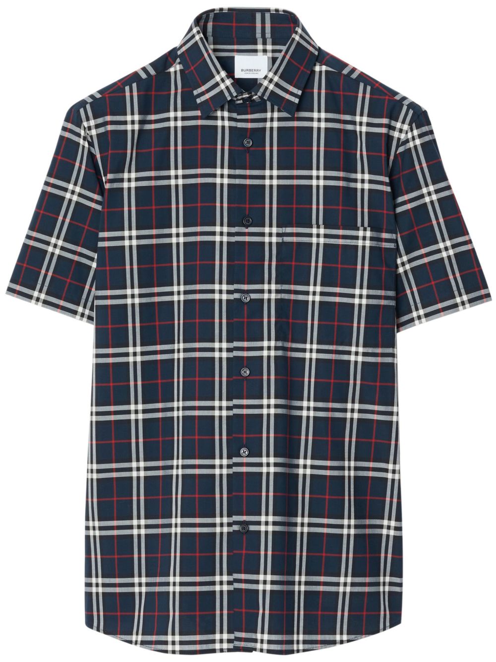 Burberry 棉格纹衬衫 - 蓝色