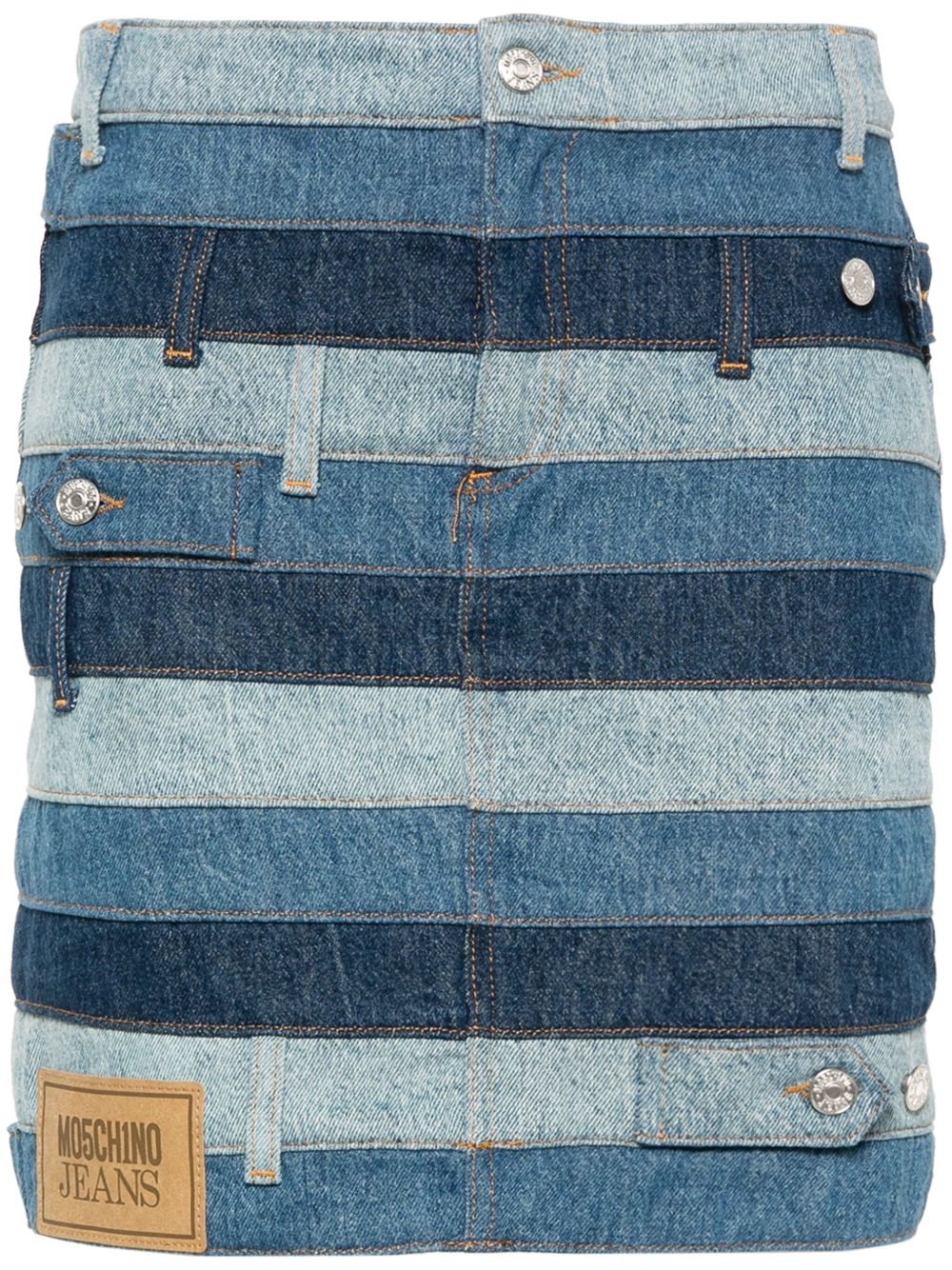 MOSCHINO JEANS 拼接牛仔迷你半身裙 - 蓝色