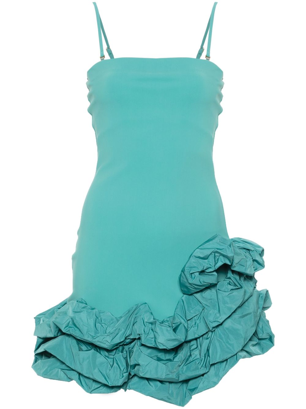 CHIARA BONI La Petite Robe 荷叶边细节平纹针织迷你连衣裙 - 绿色