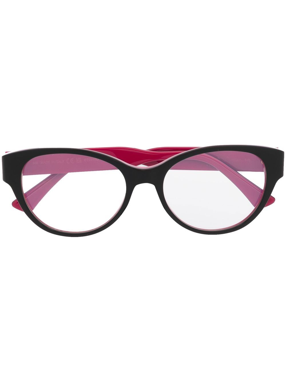 Cartier Eyewear logo雕刻对比猫眼框眼镜 - 黑色