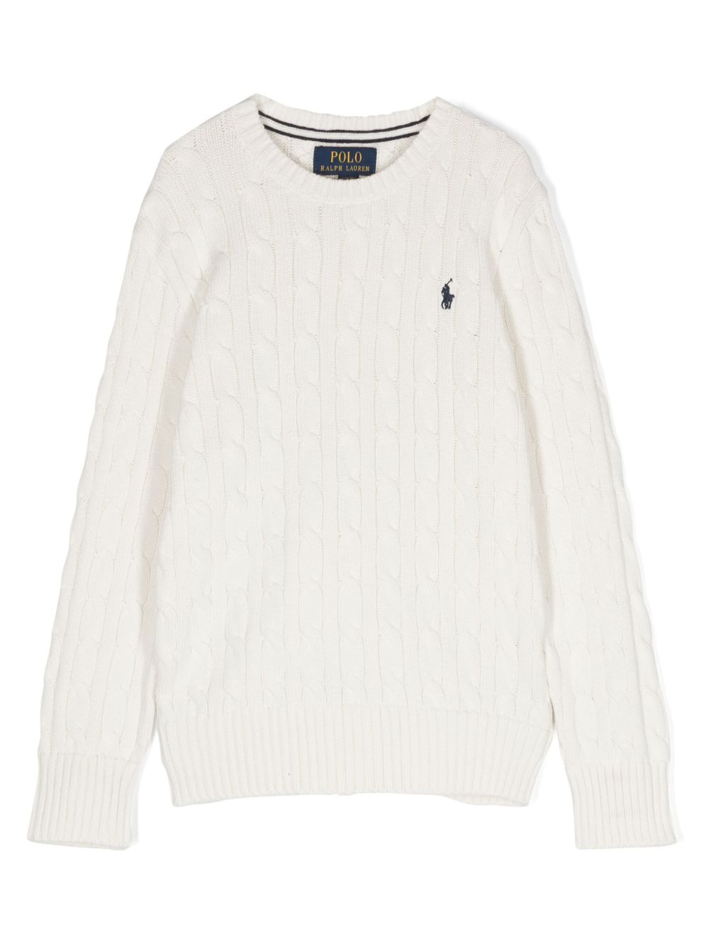 POLO RALPH LAUREN KIDS Polo Pony 图案棉毛衣 - 白色