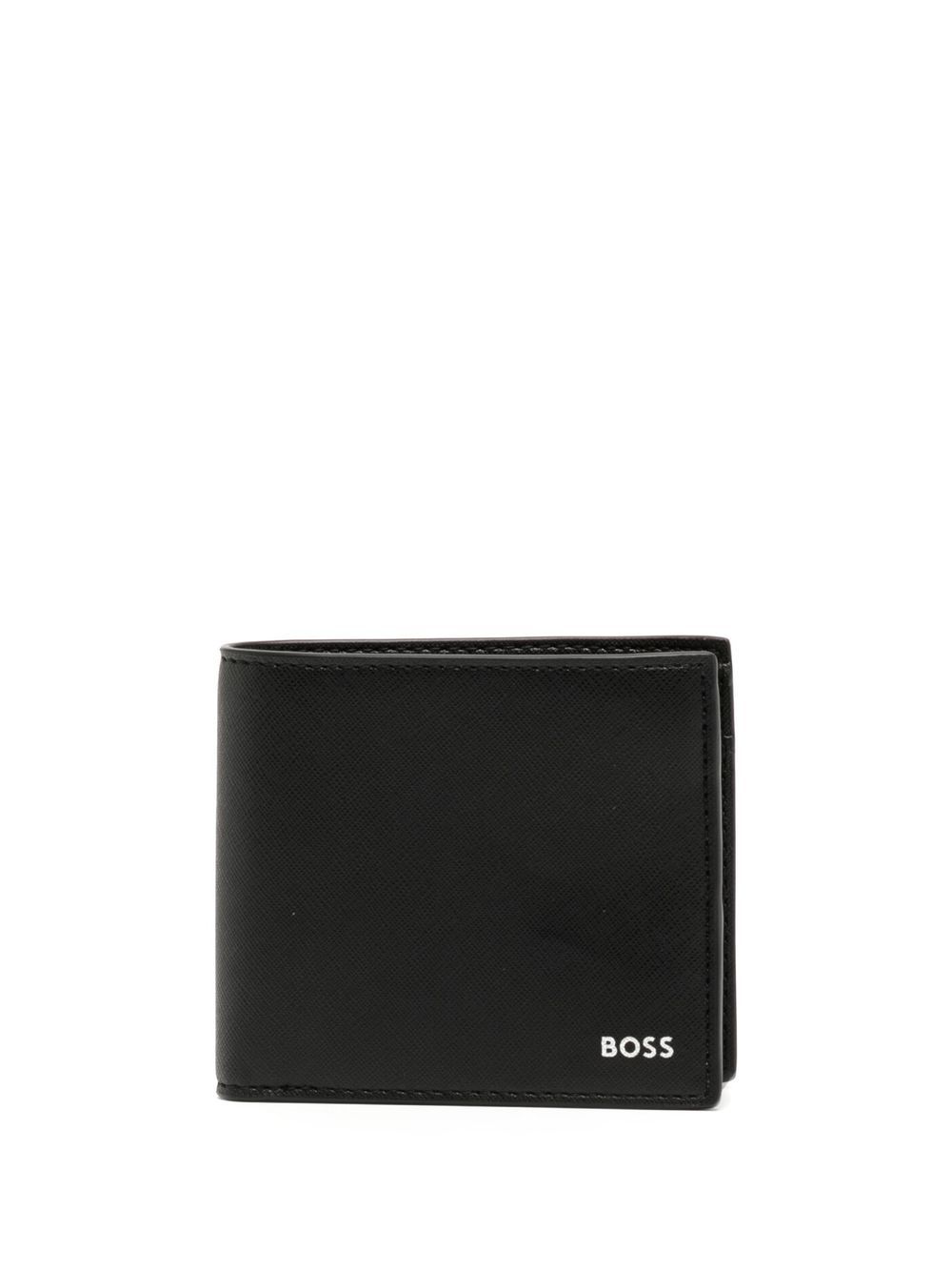BOSS 方形翻盖钱包 - 黑色