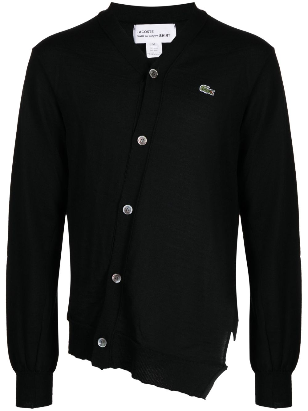 Comme Des Garçons Shirt x Lacoste 标贴不对称羊毛开衫 - 黑色