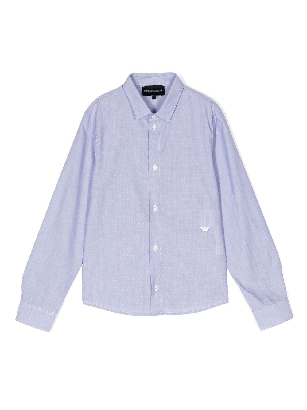 Emporio Armani Kids 波点logo刺绣衬衫 - 蓝色