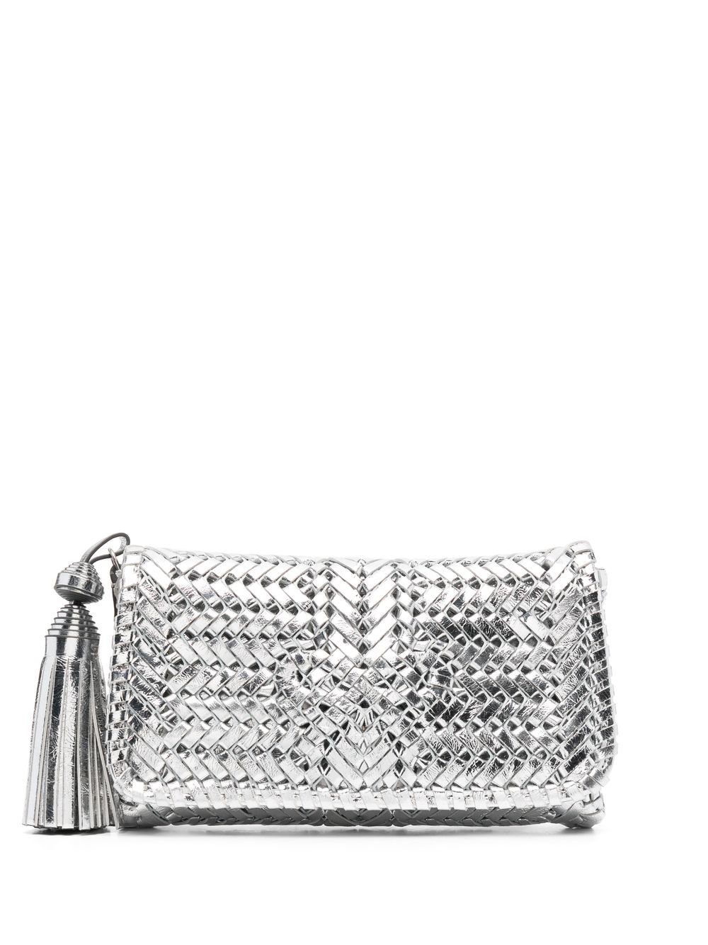 Anya Hindmarch Neeson 皮质手拿包 - 银色