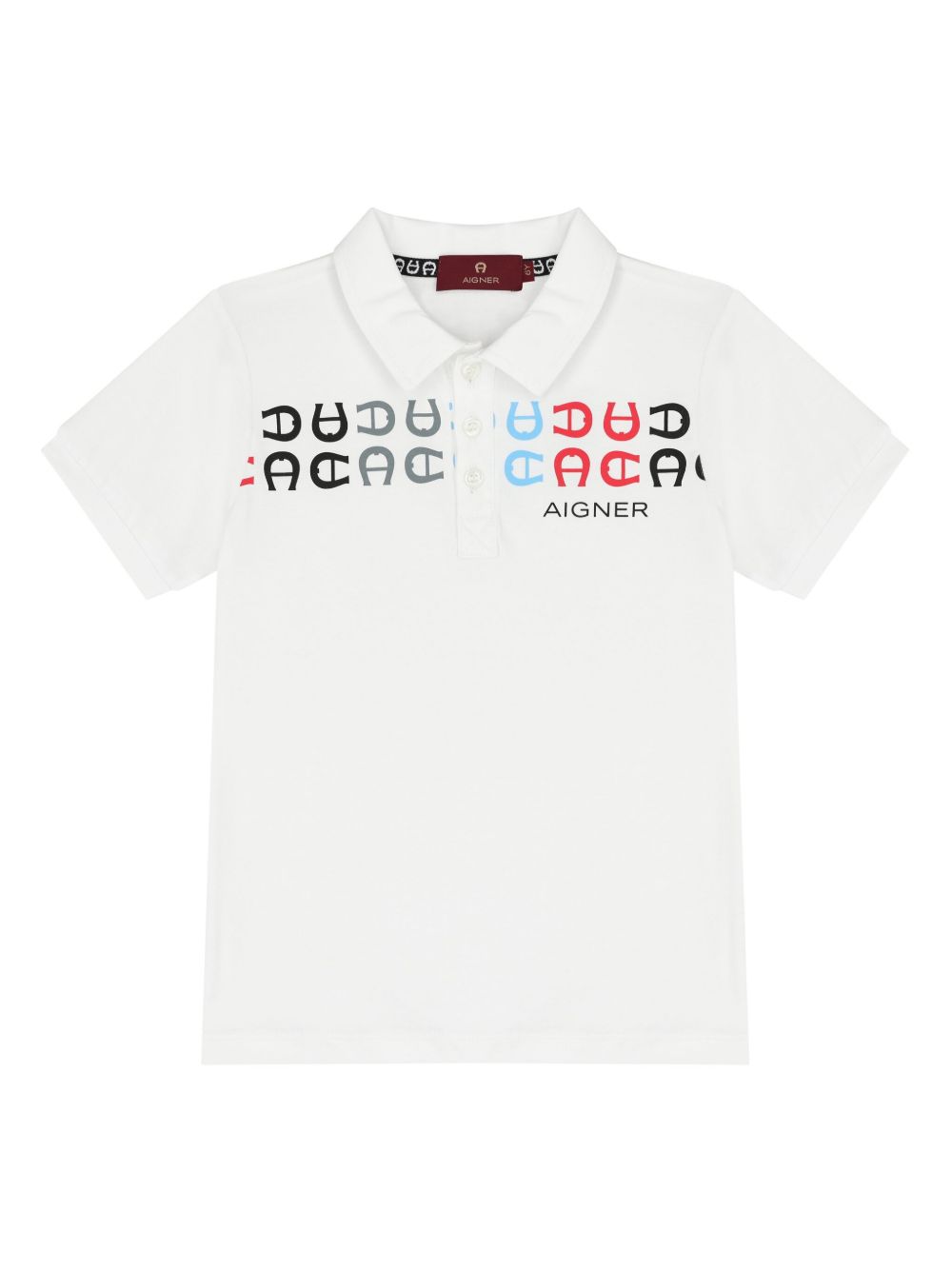 Aigner Kids logo印花棉polo衫 - 白色