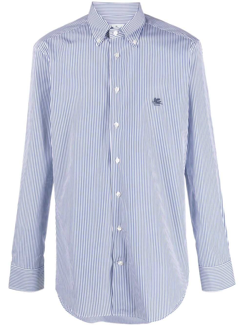 ETRO Pegaso 图案条纹棉衬衫 - 蓝色