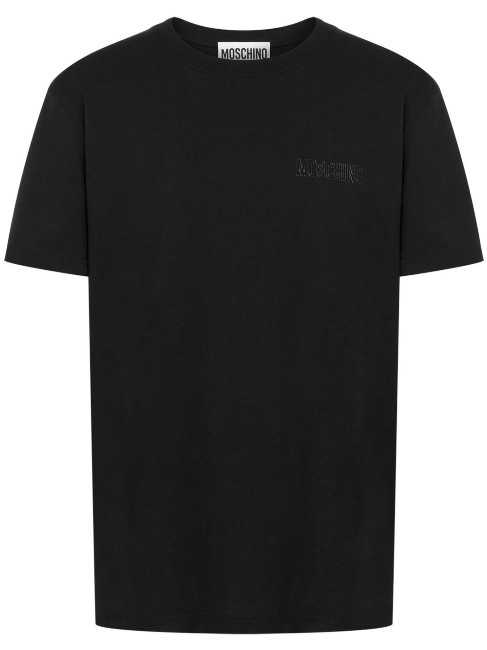 Moschino logo凸纹棉T恤 - 黑色