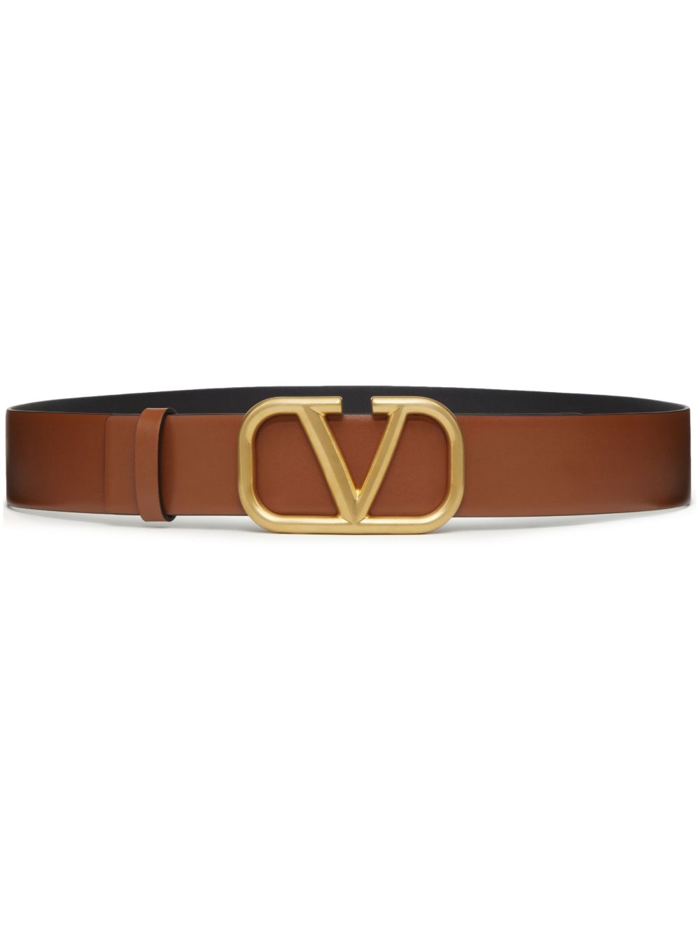 Valentino Garavani VLogo Signature 皮质腰带（40毫米） - 褐色