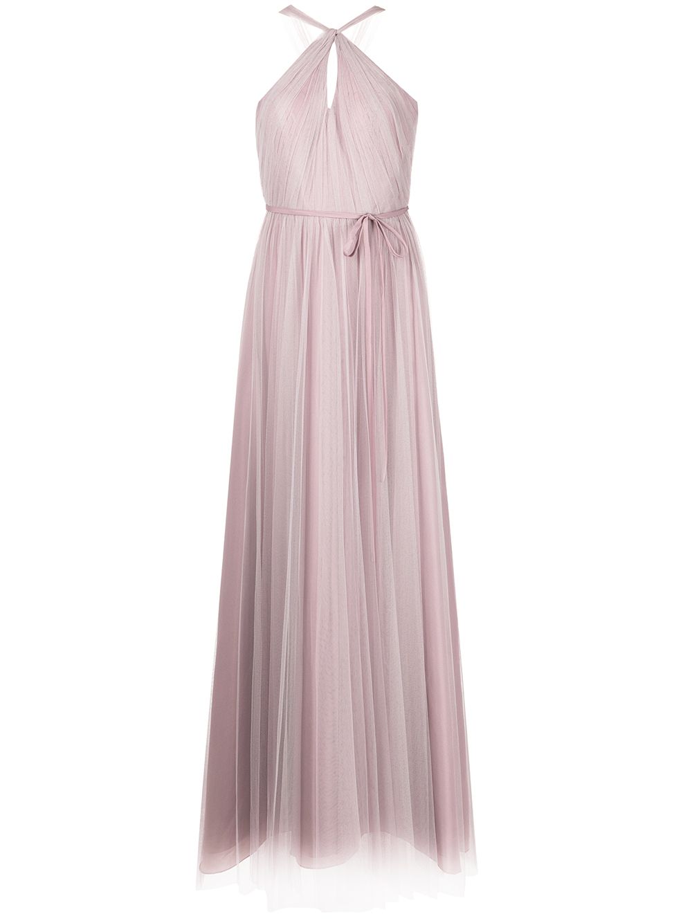 Marchesa Notte Bridesmaids 缩褶薄纱挂脖礼服 - 紫色