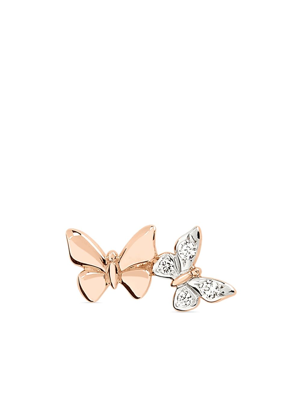 Dodo 9kt rose gold Butterfly diamond stud earring - 粉色