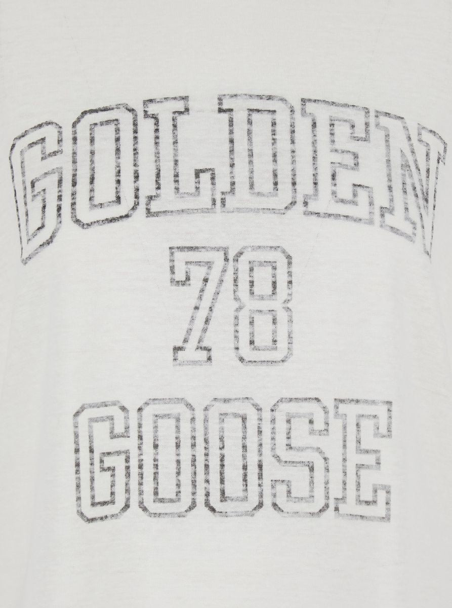 Golden Goose White And Black Linen T-Shirt