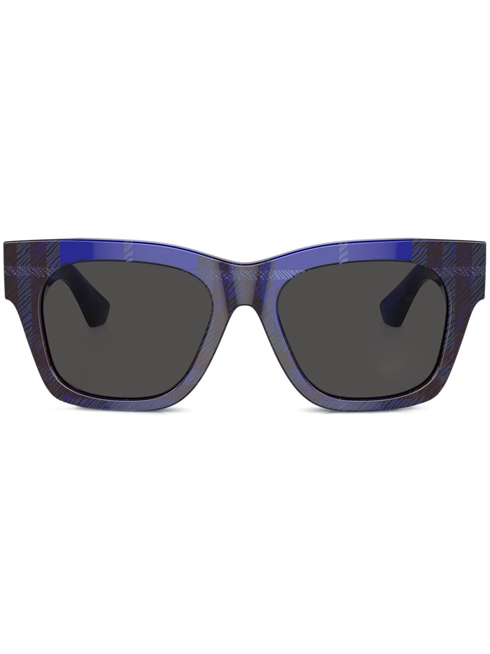 Burberry Eyewear Wayfarer 镜框格纹太阳眼镜 - 蓝色