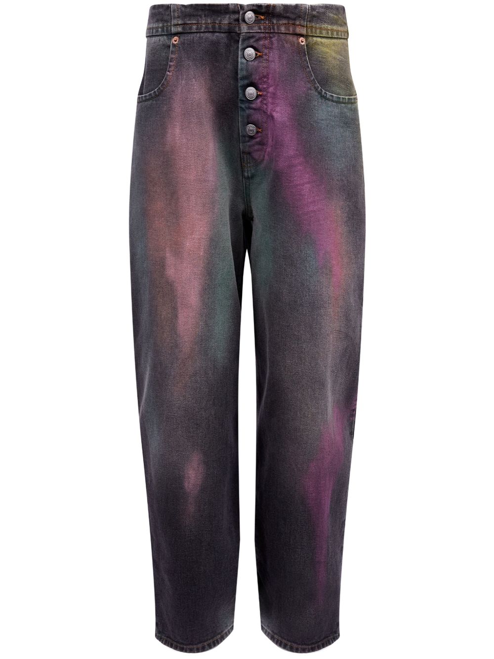 MM6 Maison Margiela 漂白效果直筒牛仔裤 - 蓝色