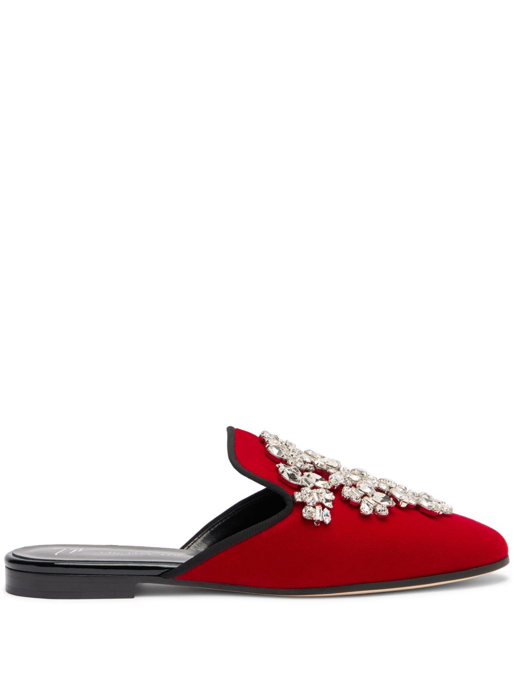 Giuseppe Zanotti Elsa 晶饰丝绒穆勒鞋 - 红色