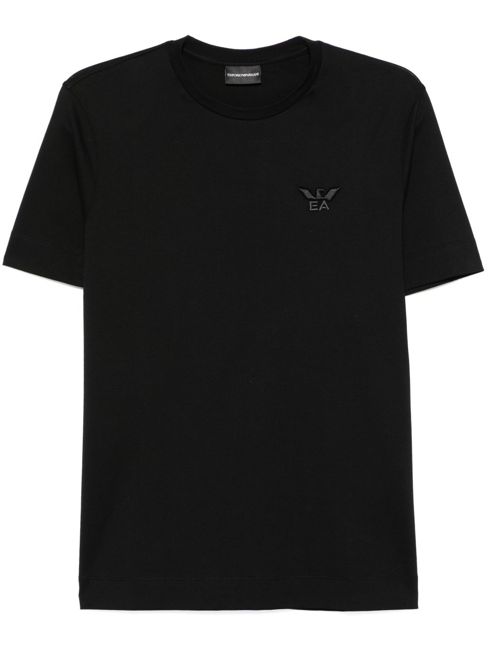 Emporio Armani logo刺绣T恤 - 黑色