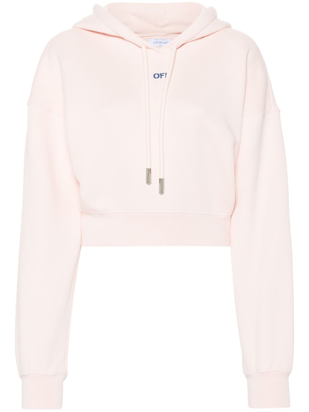 Off-White 花卉刺绣短款连帽衫 - 粉色