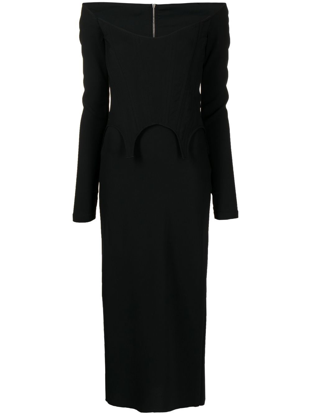 Dion Lee 弧形长款紧身胸衣式连衣裙 - 黑色