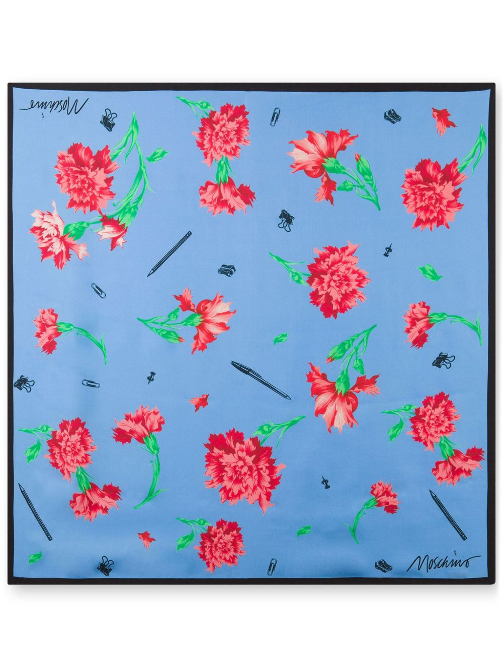Moschino floral-print scarf - 蓝色