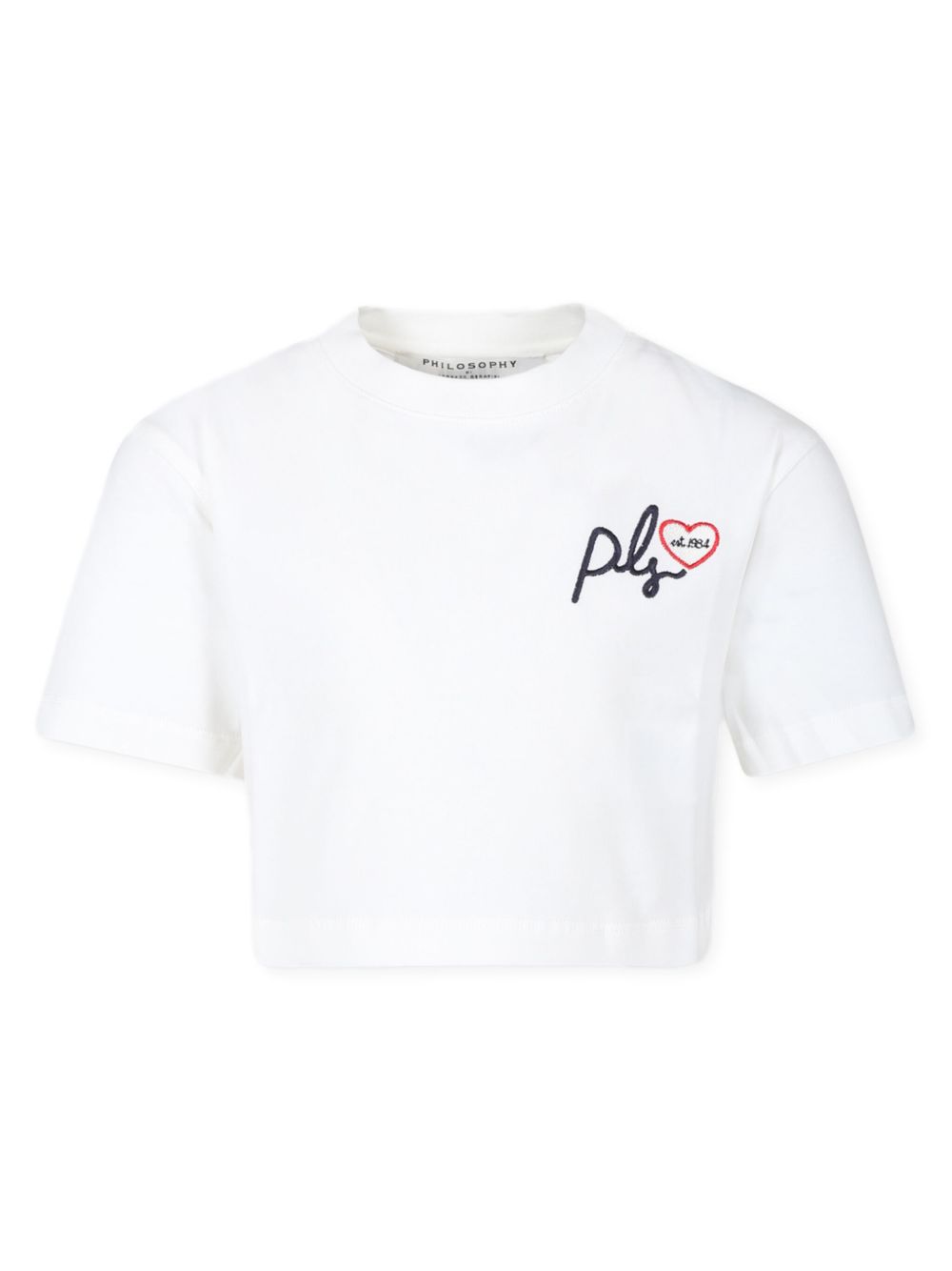 Philosophy Di Lorenzo Serafini Kids 短款logo刺绣T恤 - 白色