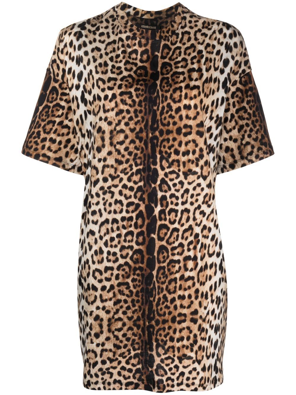 Roberto Cavalli 豹纹棉连衣裙 - 中性色