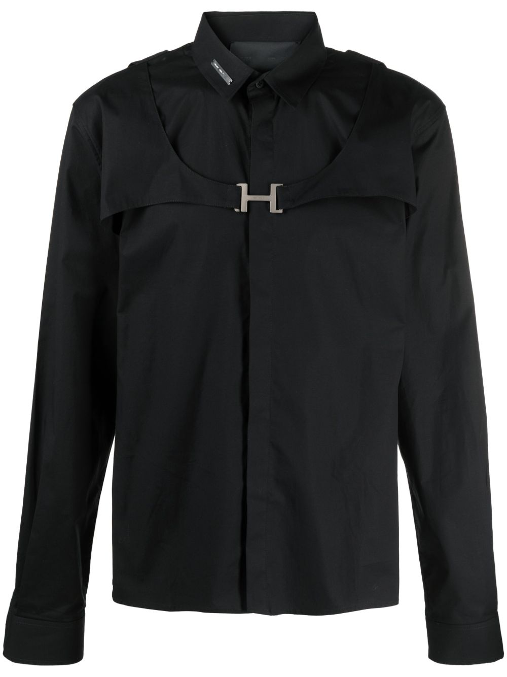 HELIOT EMIL logo标牌长袖衬衫 - 黑色