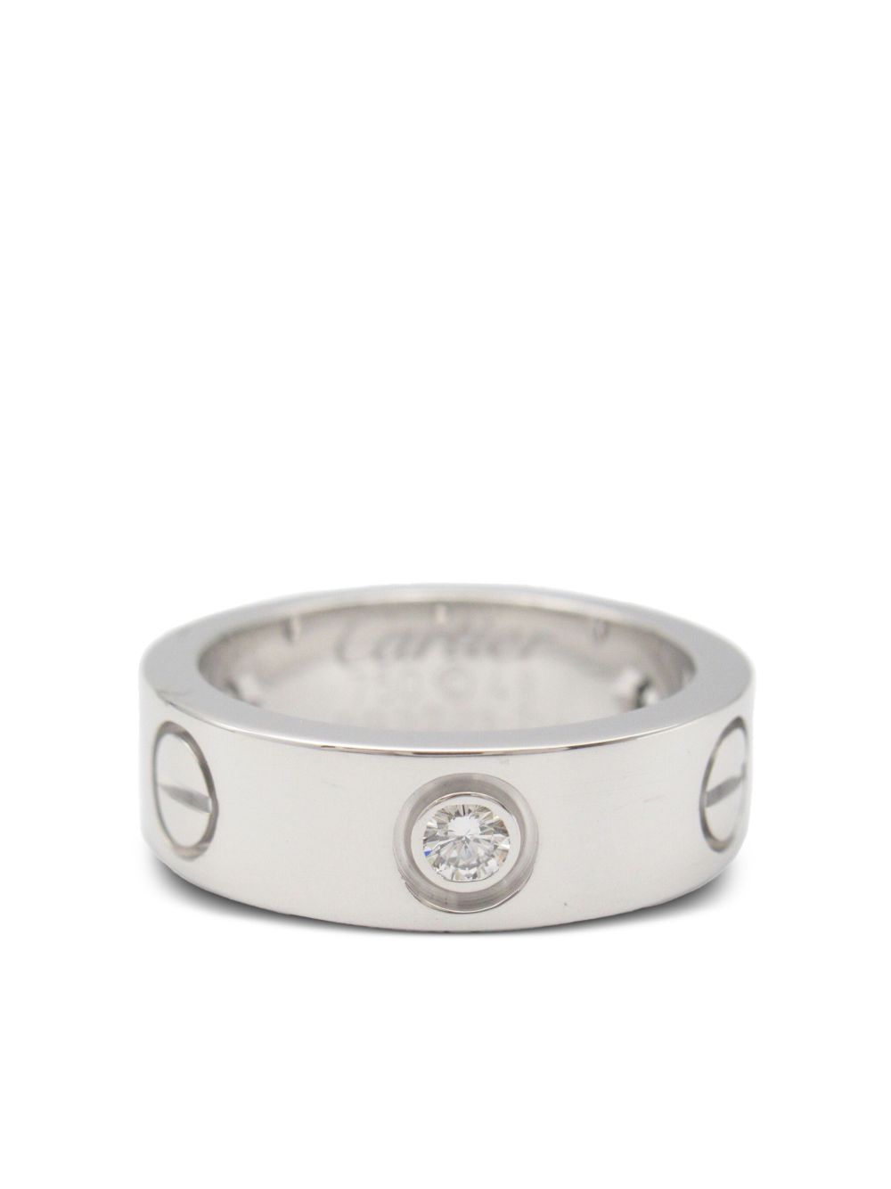Cartier 18K白金 Love 钻石戒指（2010年代典藏款） - 银色
