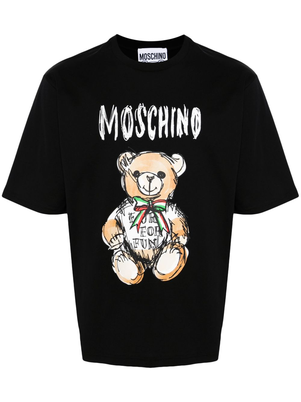 Moschino logo印花棉T恤 - 黑色