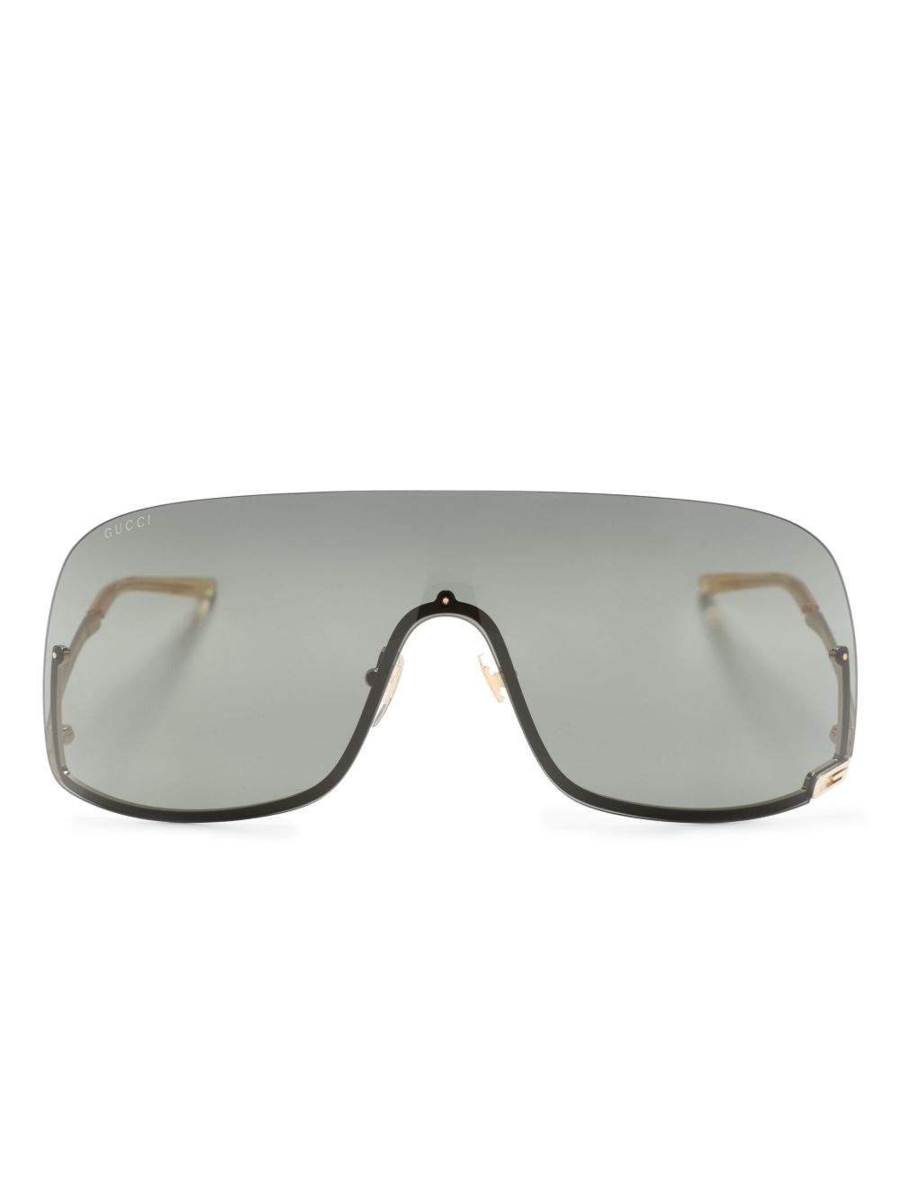 Gucci Eyewear 半框盾形太阳眼镜 - 黑色