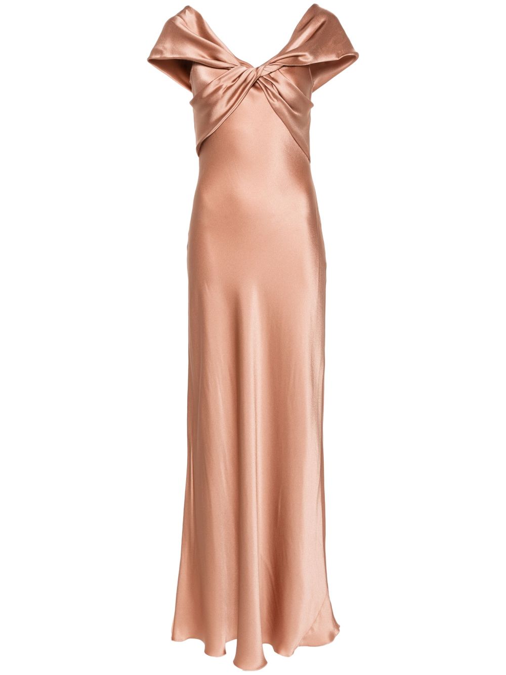 Alberta Ferretti 蝴蝶结细节缎面吊带裙 - 中性色